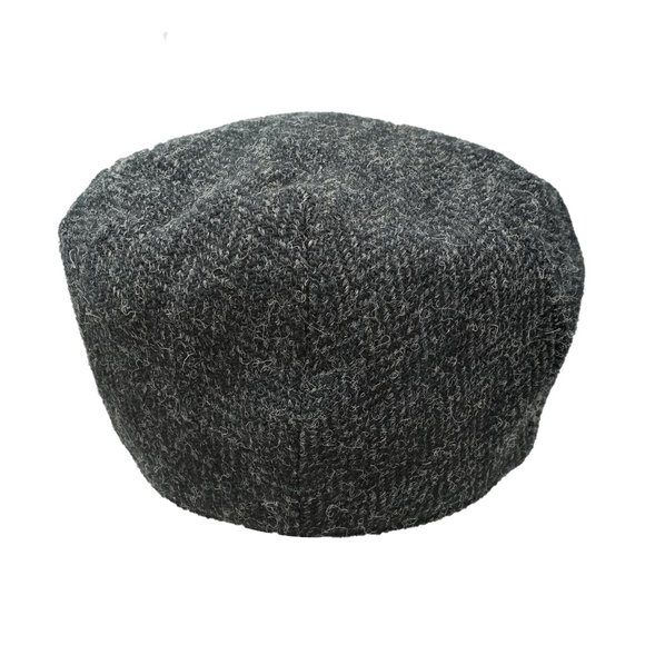 Hartside HS14 Scottish Highland Harris Tweed® Flat Cap in BLACK - PICK SIZE - Picture 7 of 11